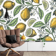 Lemon tree branch illustration wall mural image 3