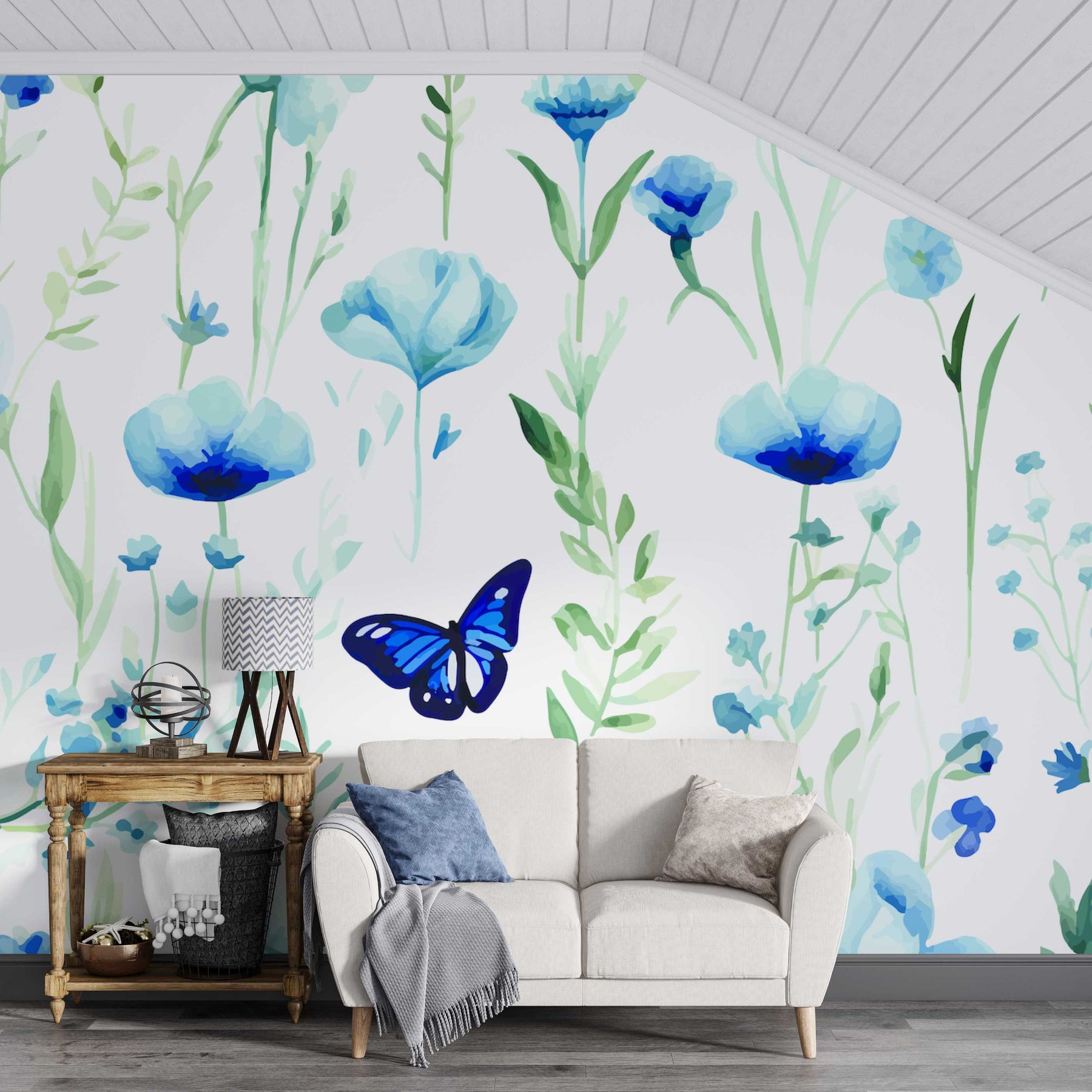 Blue Watercolour Wall Mural image 0