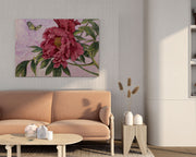 Peonies And Butterfly Natural Canvas image 0