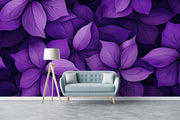 Deep Purple Floral Wall Mural – Luxurious Violet and Plum Botanical Wallpaper with Oversized Flowers for Elegant Interiors.
