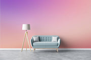 Calming ombre wall mural transitioning from blush pink to twilight purple, ideal for kids' rooms and nurseries.