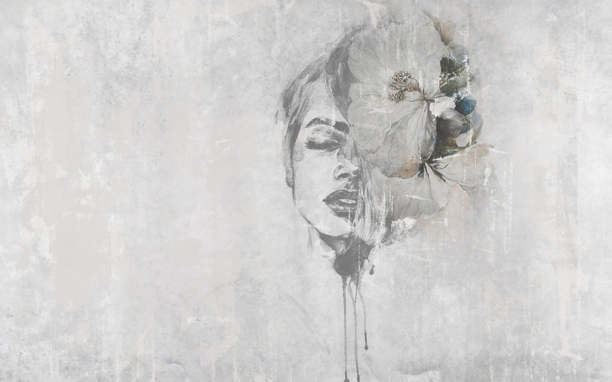 Watercolour face wall mural image 1