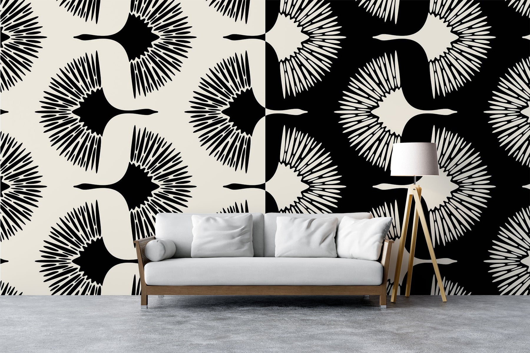 Japandi Crane Bird Wall Mural