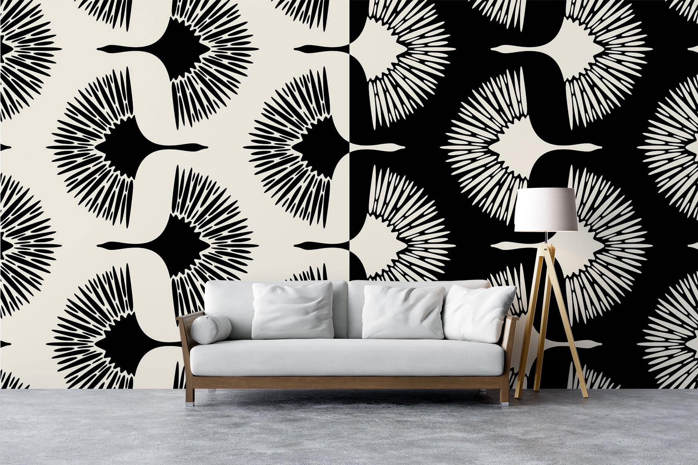 Japandi Crane Bird Wall Mural