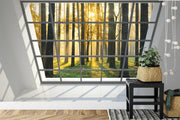 Window overlooking forest wall mural image 0