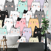Colourful cat wall mural image 2
