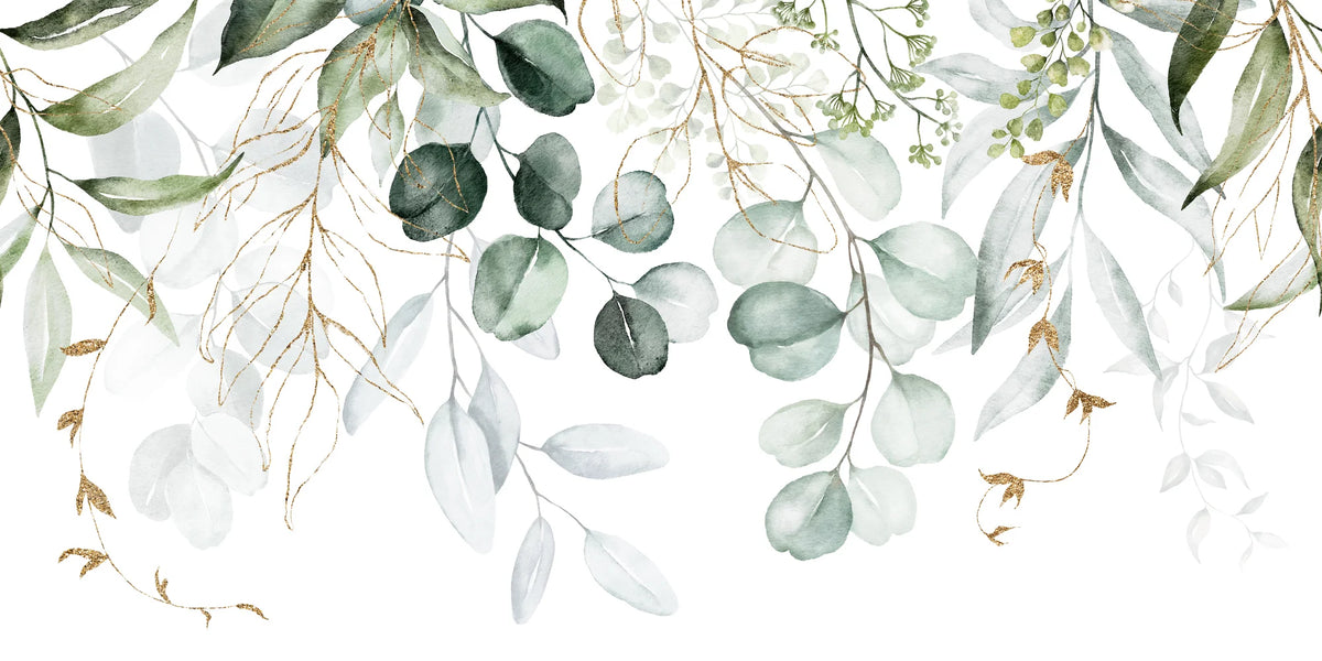 Watercolour Leaves Wall Mural image 1