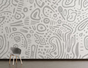 Grey Line Drawing Wallpaper Mural image 2