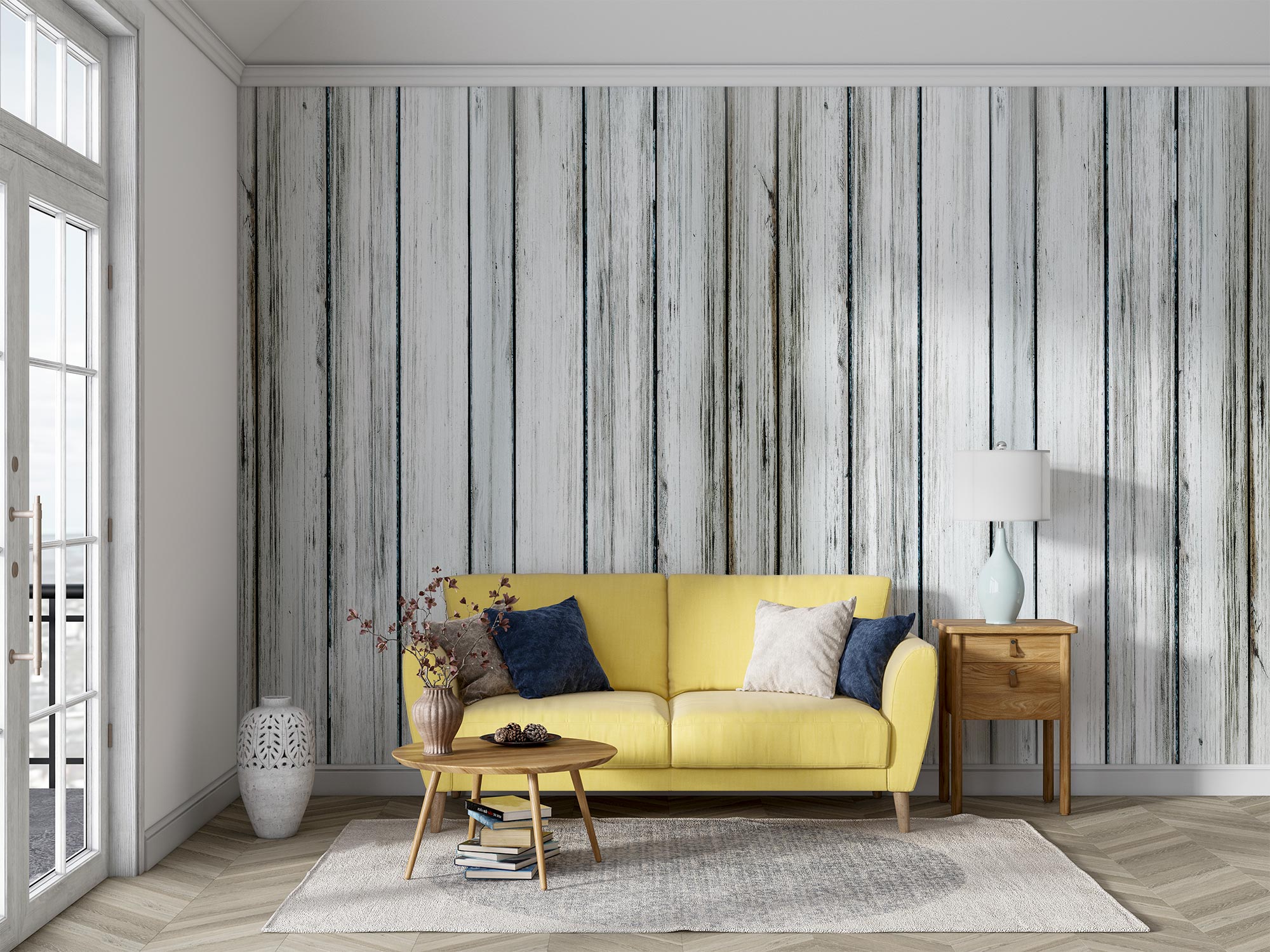 White Wood Photo Wallpaper image 0