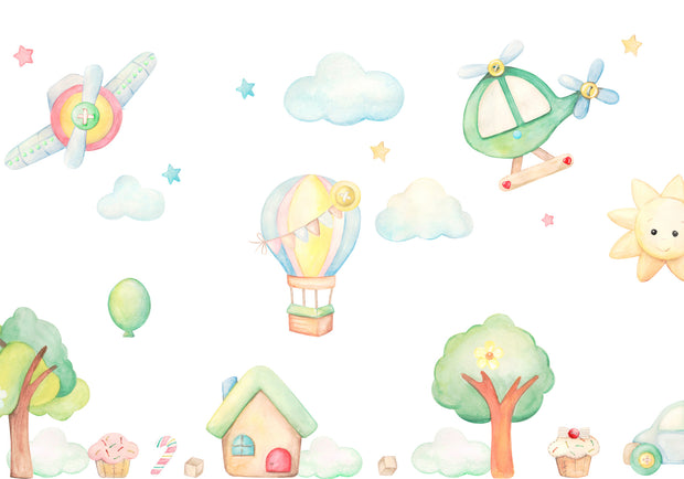 Watercolour toys  wall mural image 1