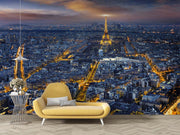 Paris At Night Mural Wallpaper image 2