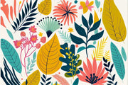 Palm Leaves And Flowers Wall Mural image 1