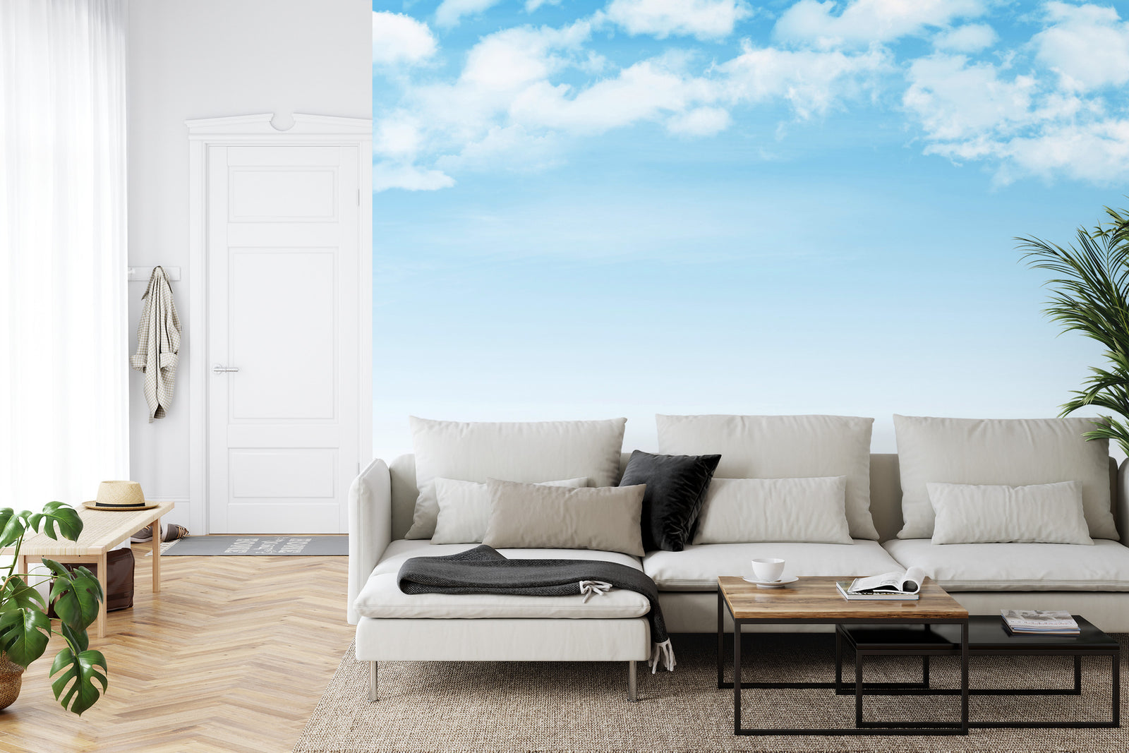 Blue sky with clouds wall mural image 0