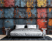 Riveted Piece Of Metal Wallpaper Mural image 0