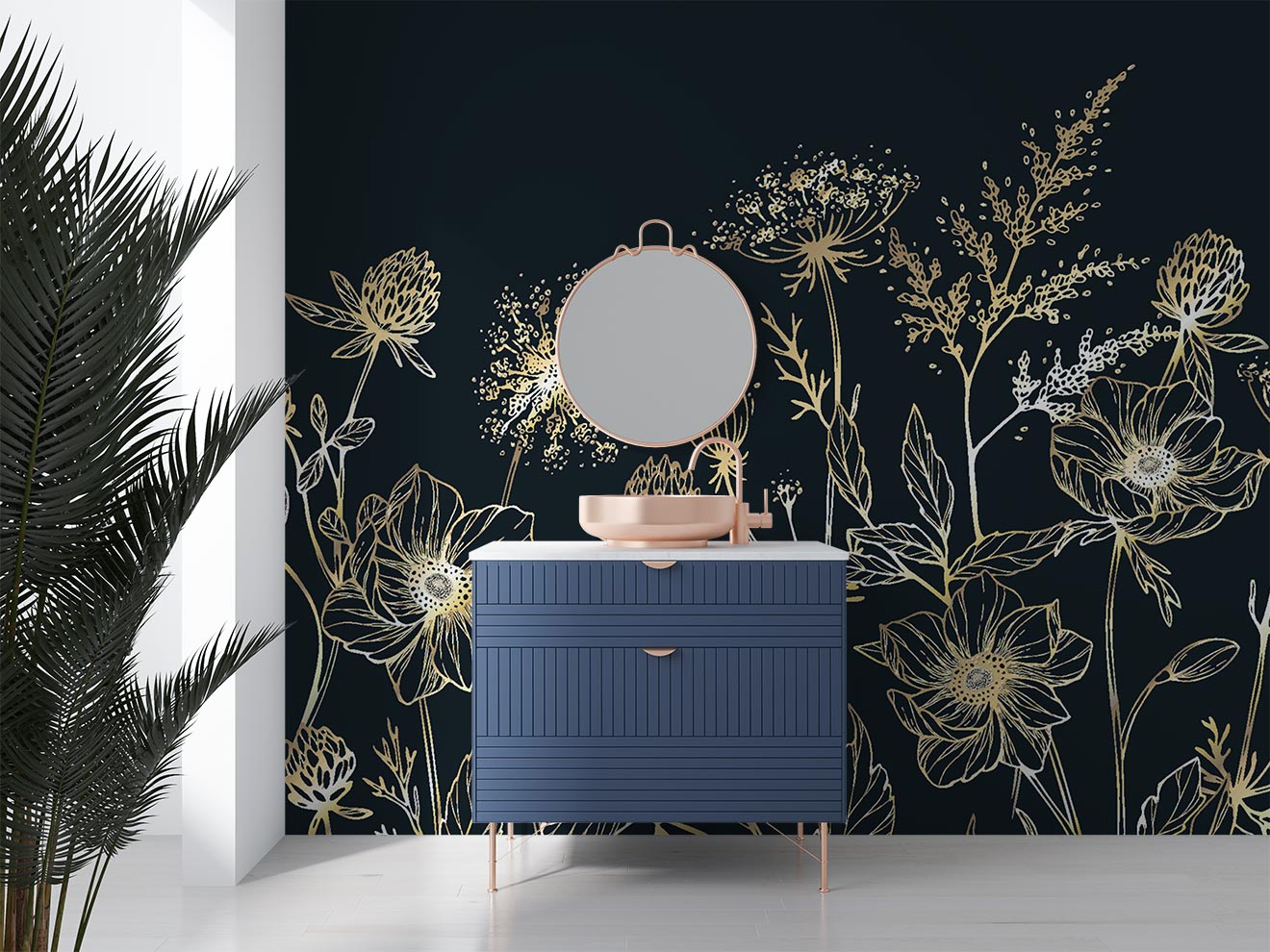 Golden Wildflowers Wallpaper Mural image 0