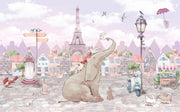 Elephant And Rabbits Mural Wallpaper image 1