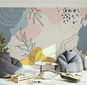 Hand Drawn Leaves Wallpaper Mural image 2