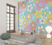 Retro Flower Pattern Wallpaper Mural image 2