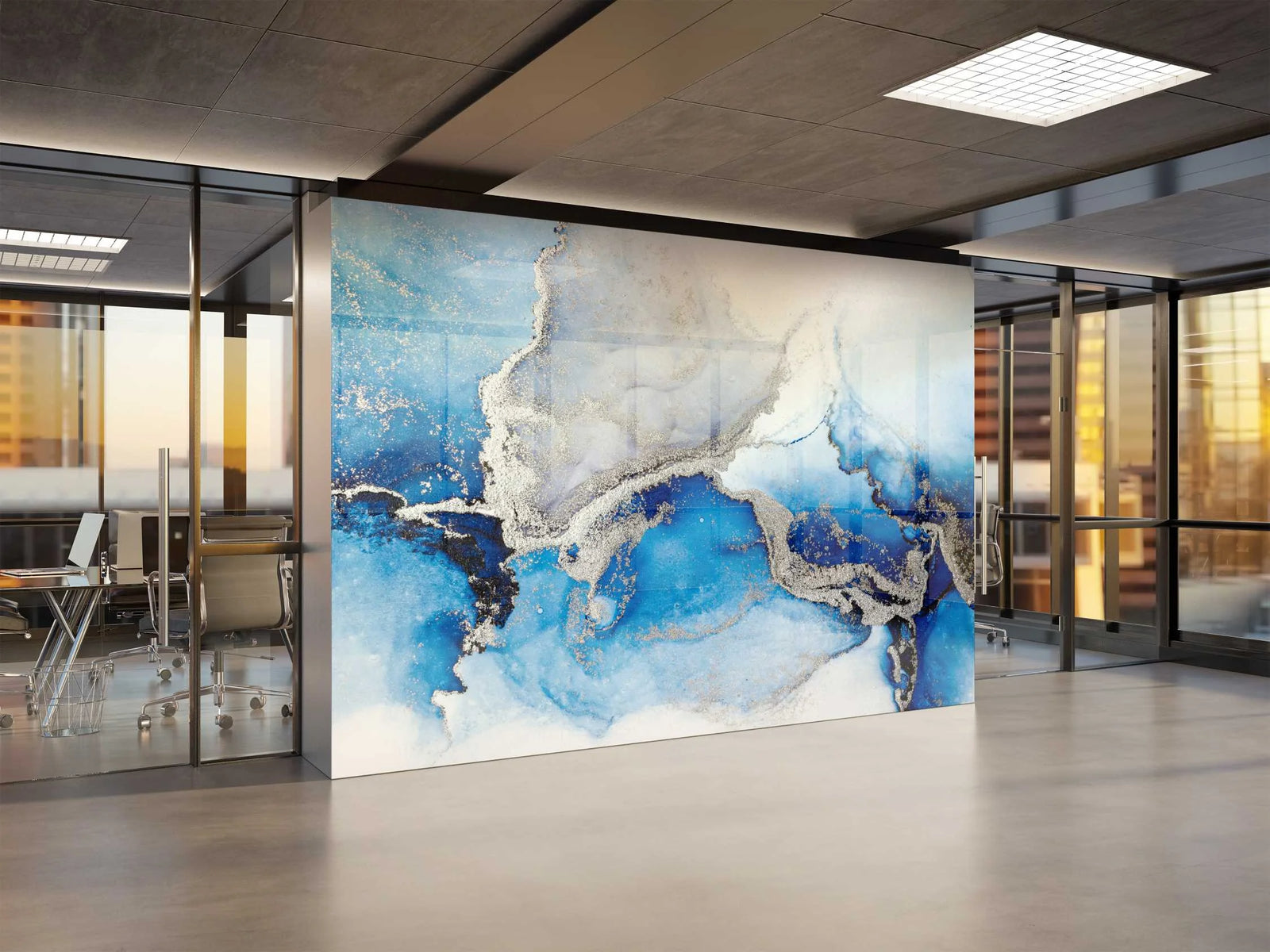 Office Blue Marble Wall Mural image 0