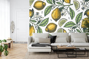 Lemon tree branch illustration wall mural image 2