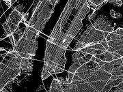 Black and white city map wall mural with detailed urban street layout, perfect for modern bedroom or office decor.