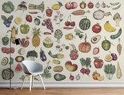 Hand Drawn Vegetables And Fruits Wallpaper Mural image 2