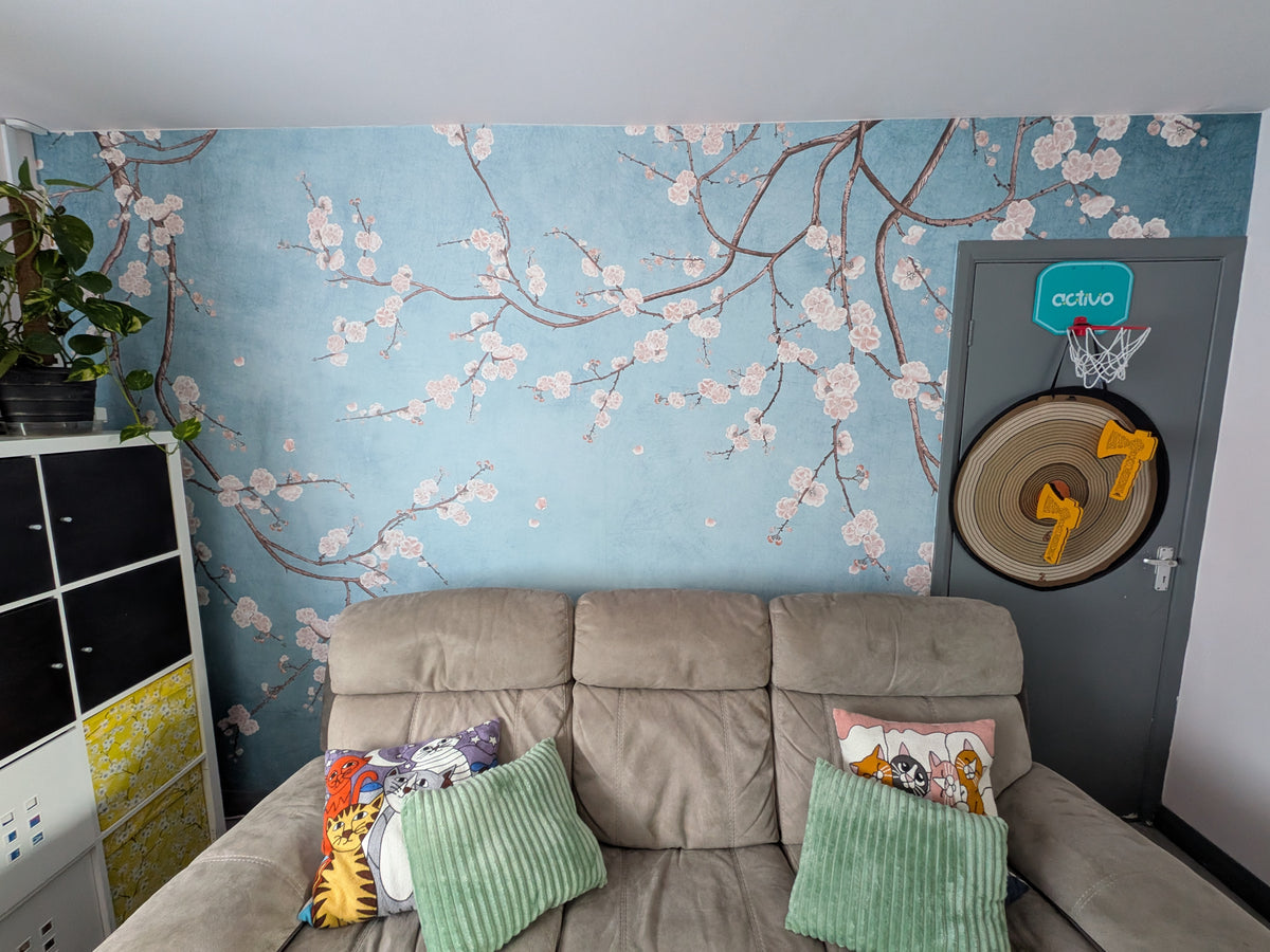 Blue Cherry Blossom Wall Mural