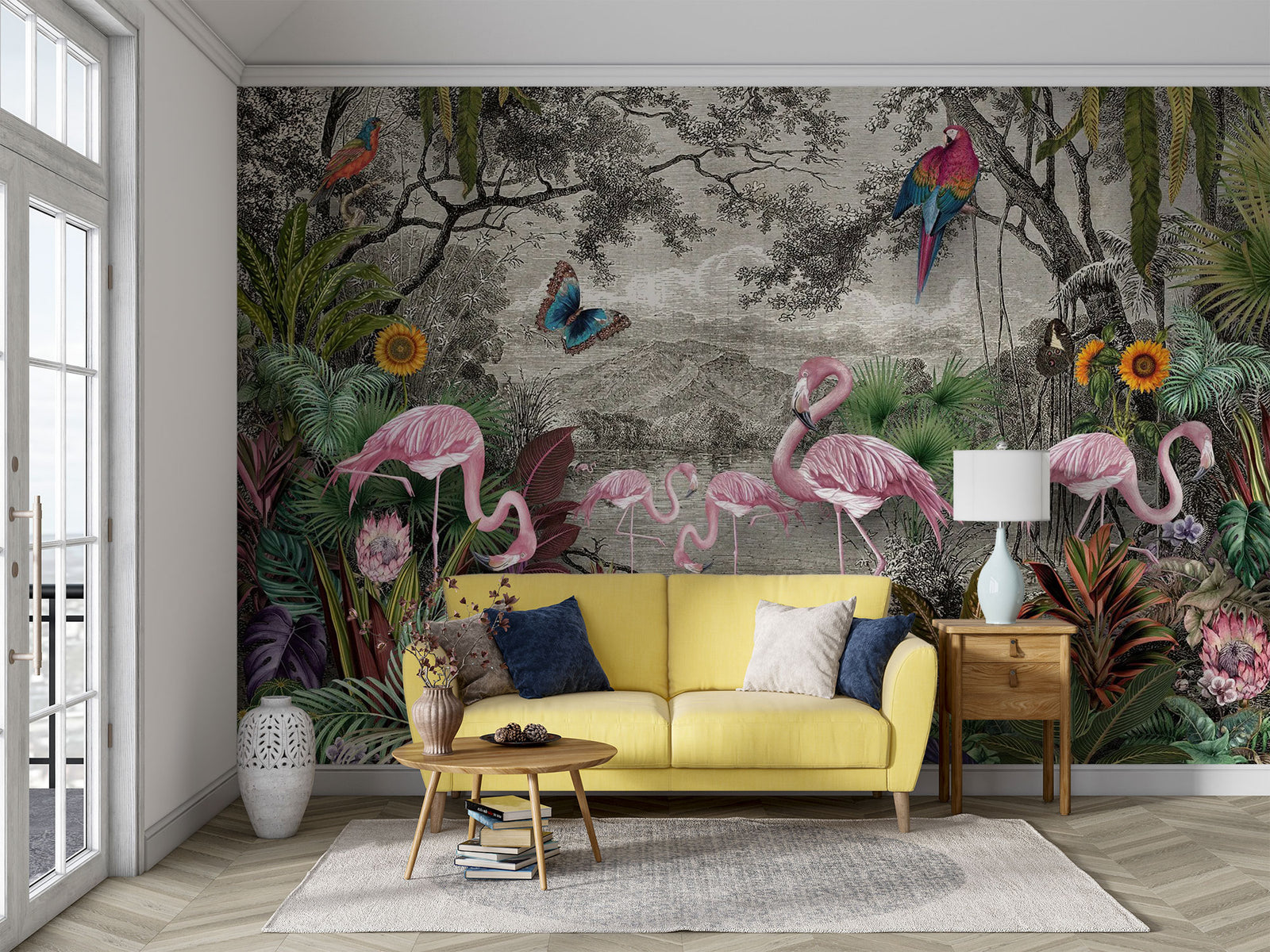 Flamingos wall mural