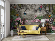 Flamingos wall mural