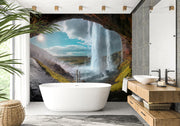 Rock Cave Waterfall Wall Mural image 0