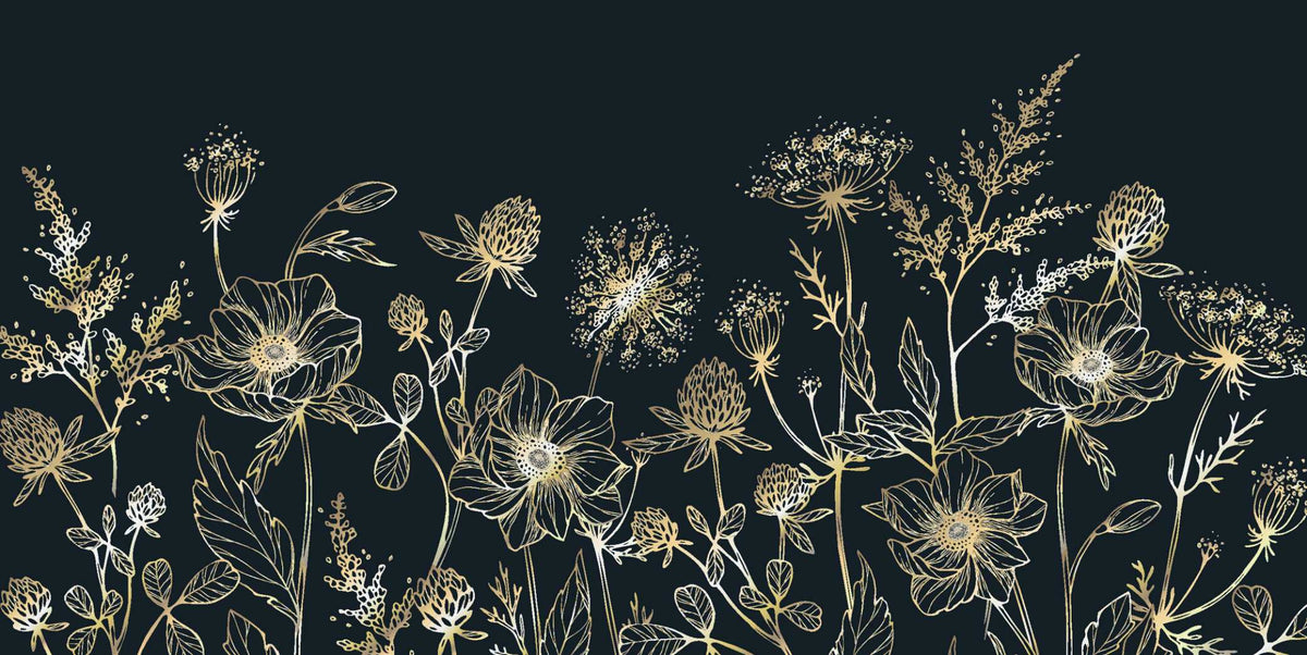 Golden Wildflowers Wallpaper Mural image 1