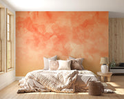 Washed Orange Wallpaper Mural decorating a bedroom.
