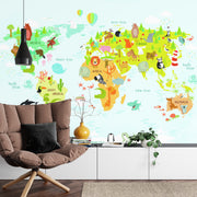 World map of animals wall mural image 3