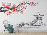 Sakura Ink Painting Wallpaper Mural image 0