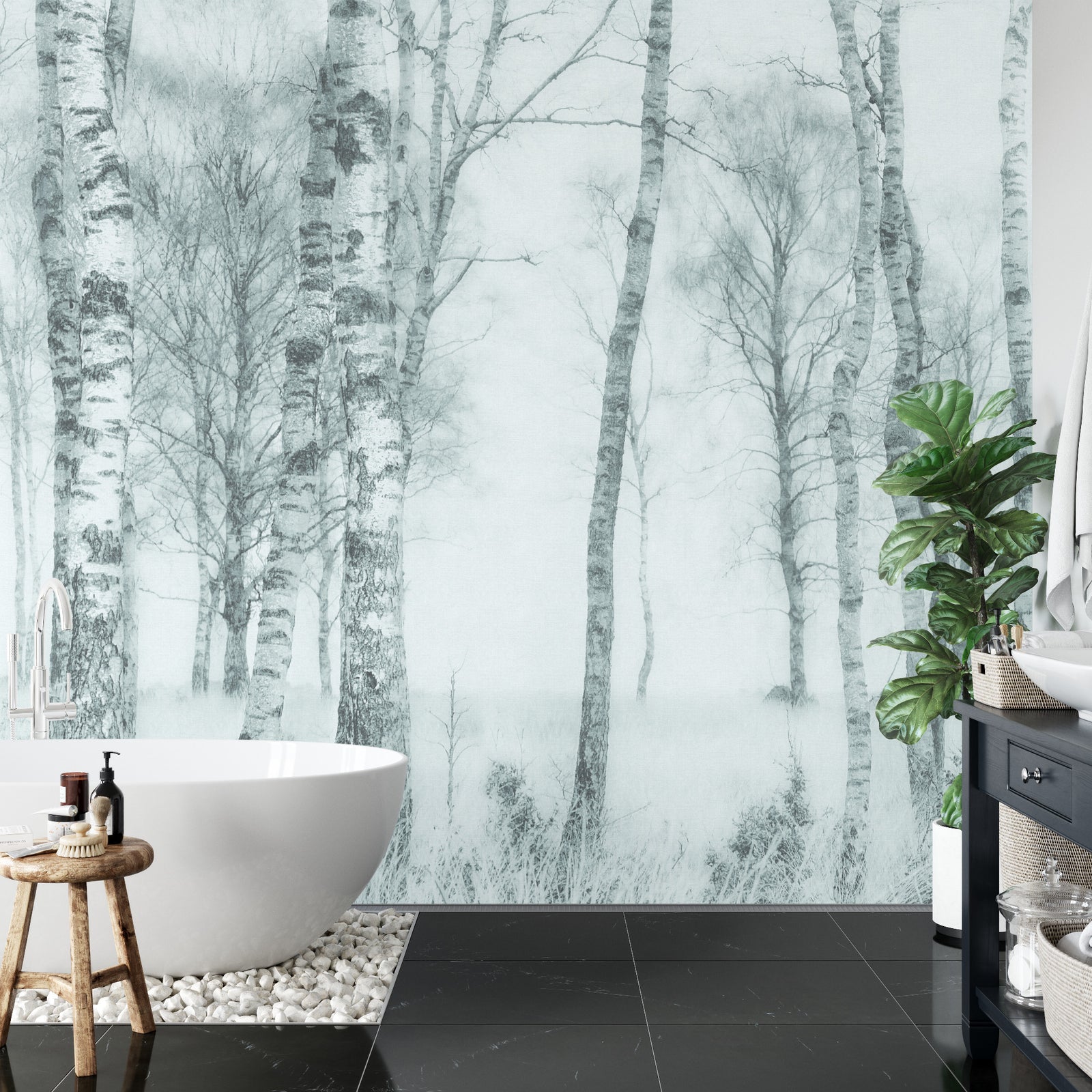 Square wall mural Black And White image 0
