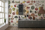 Hand Drawn Vegetables And Fruits Wallpaper Mural image 0