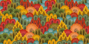 Vibrant Forest Wall Mural featuring colorful abstract trees in red, orange, green, and blue tones, ideal for modern and artistic interiors.