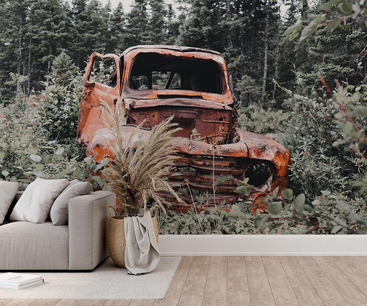 Abandoned Car Photo Wallpaper - Mural Wonder