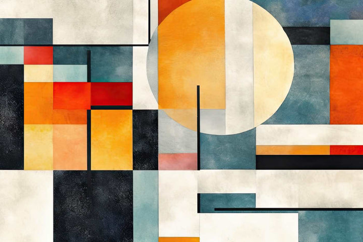 Abstract Architecture Wall Mural with colorful geometric shapes.