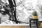Abstract black and white painting wall mural - Mural Wonder