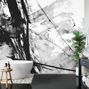 Abstract black and white painting wall mural - Mural Wonder
