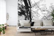 Abstract black and white painting wall mural - Mural Wonder