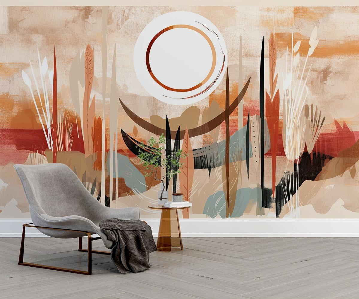 Abstract Boho Landscape Wallpaper Mural - Mural Wonder