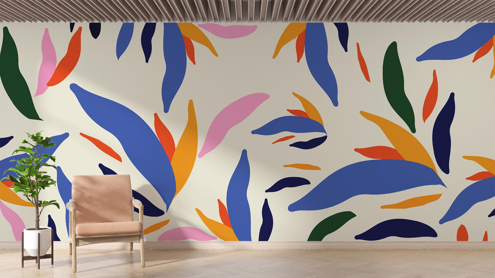 Abstract Botanical Wallpaper Mural - Mural Wonder