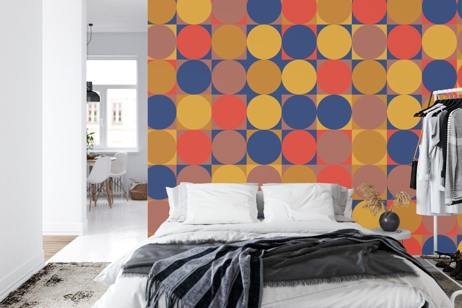 Abstract circle pattern retro style wall mural - Mural Wonder