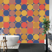Abstract circle pattern retro style wall mural - Mural Wonder