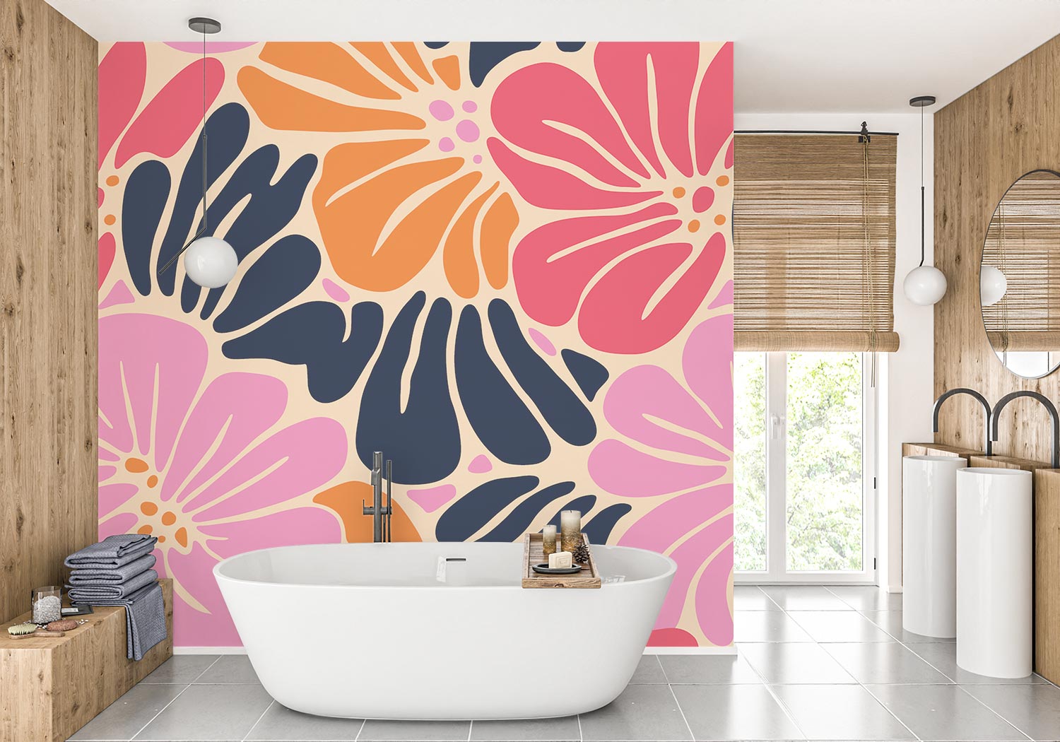 Abstract Floral Pattern Wallpaper Mural - Mural Wonder