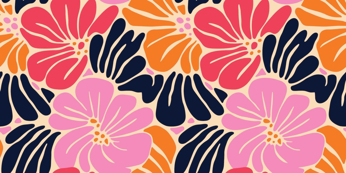 Abstract Floral Pattern Wallpaper Mural - Mural Wonder