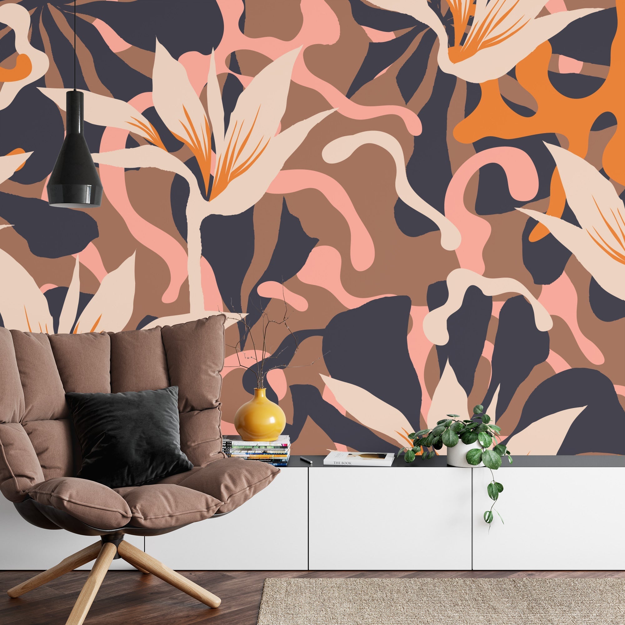 Abstract Jungle Plants wall mural - Mural Wonder
