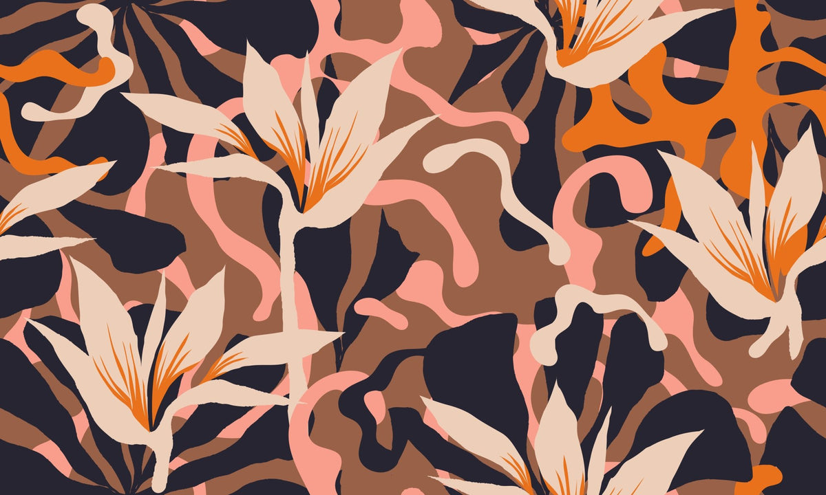 Abstract Jungle Plants wall mural - Mural Wonder